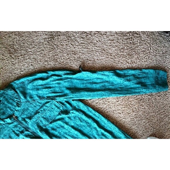 Rock & Republic Womens Long Sleeve Shirt Blouse Large Emerald Green  80s Retro - Picture 8 of 9